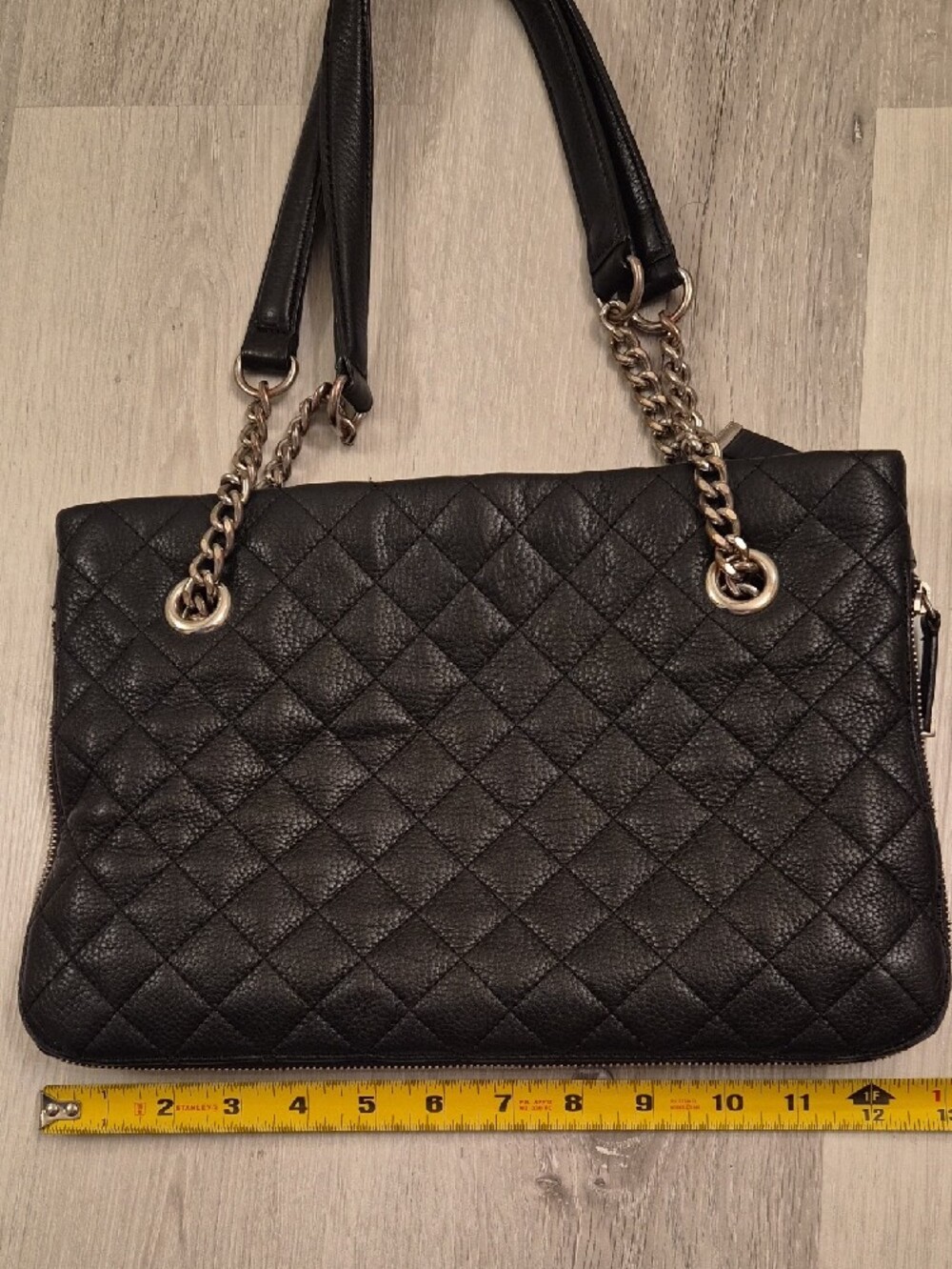 Calvin Klein Black Quilted Shoulder Bag with Silver Chain Straps - Picture 13 of 14